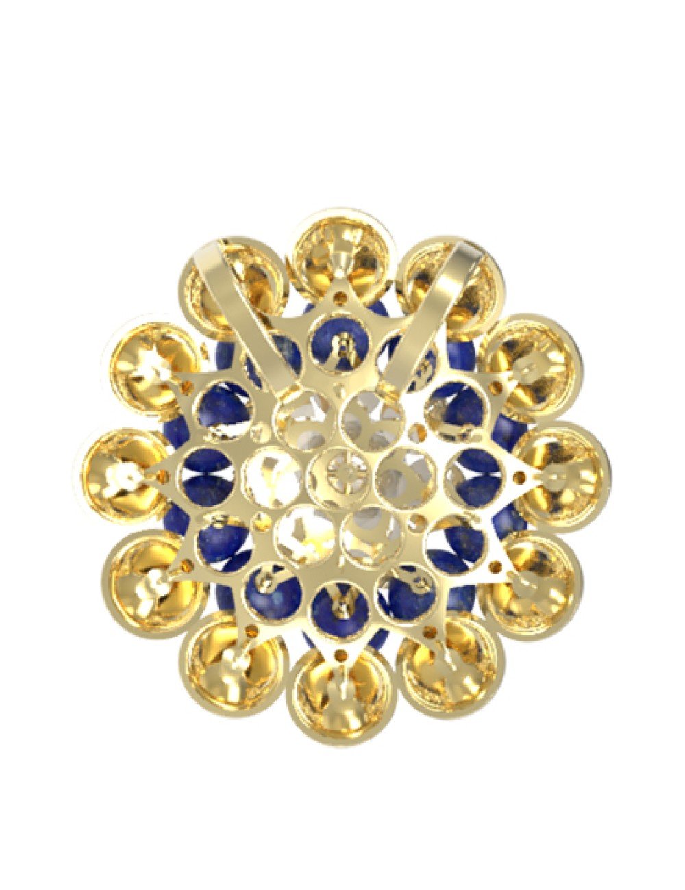 Подвеска из лимонного золота c лазуритом и перламутром