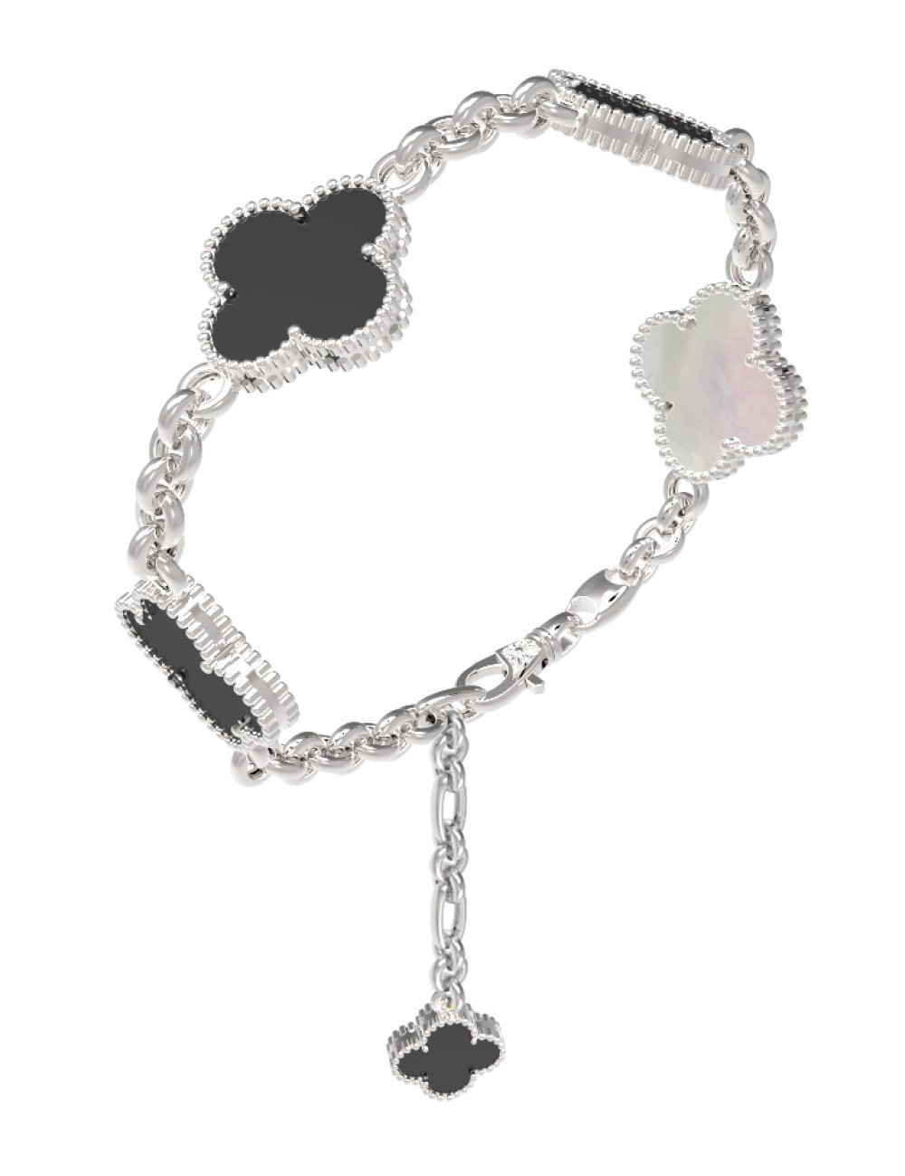 Браслет из белого золота c ониксом и перламутром