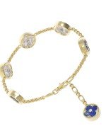 Браслет из лимонного золота c бриллиантами, лазуритом и перламутром