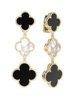 Серьги из лимонного золота c ониксом и перламутром