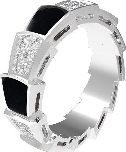 Кольцо из белого золота c бриллиантами и ониксом