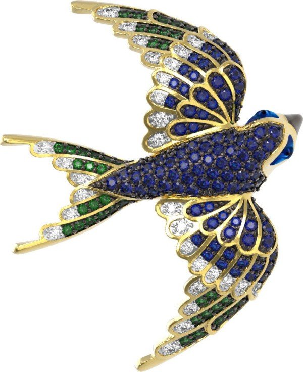 Подвеска из лимонного золота c эмалью и фианитом