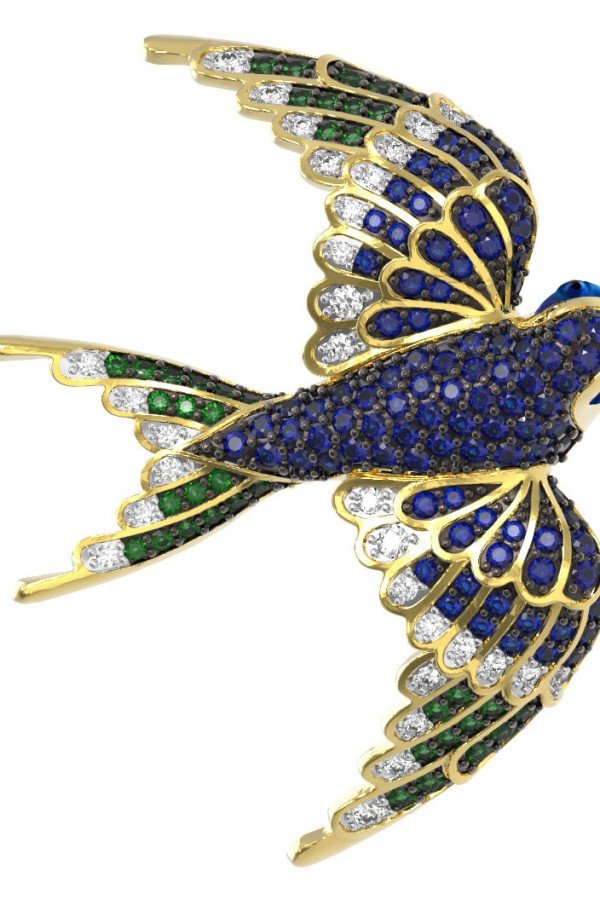 Подвеска из лимонного золота c эмалью и фианитом