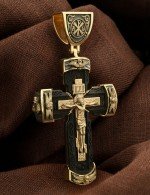 Крест из лимонного золота c эбеновым деревом