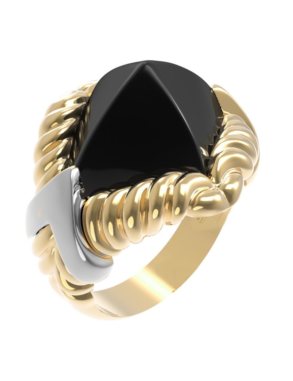 Кольцо из лимонного золота c ониксом