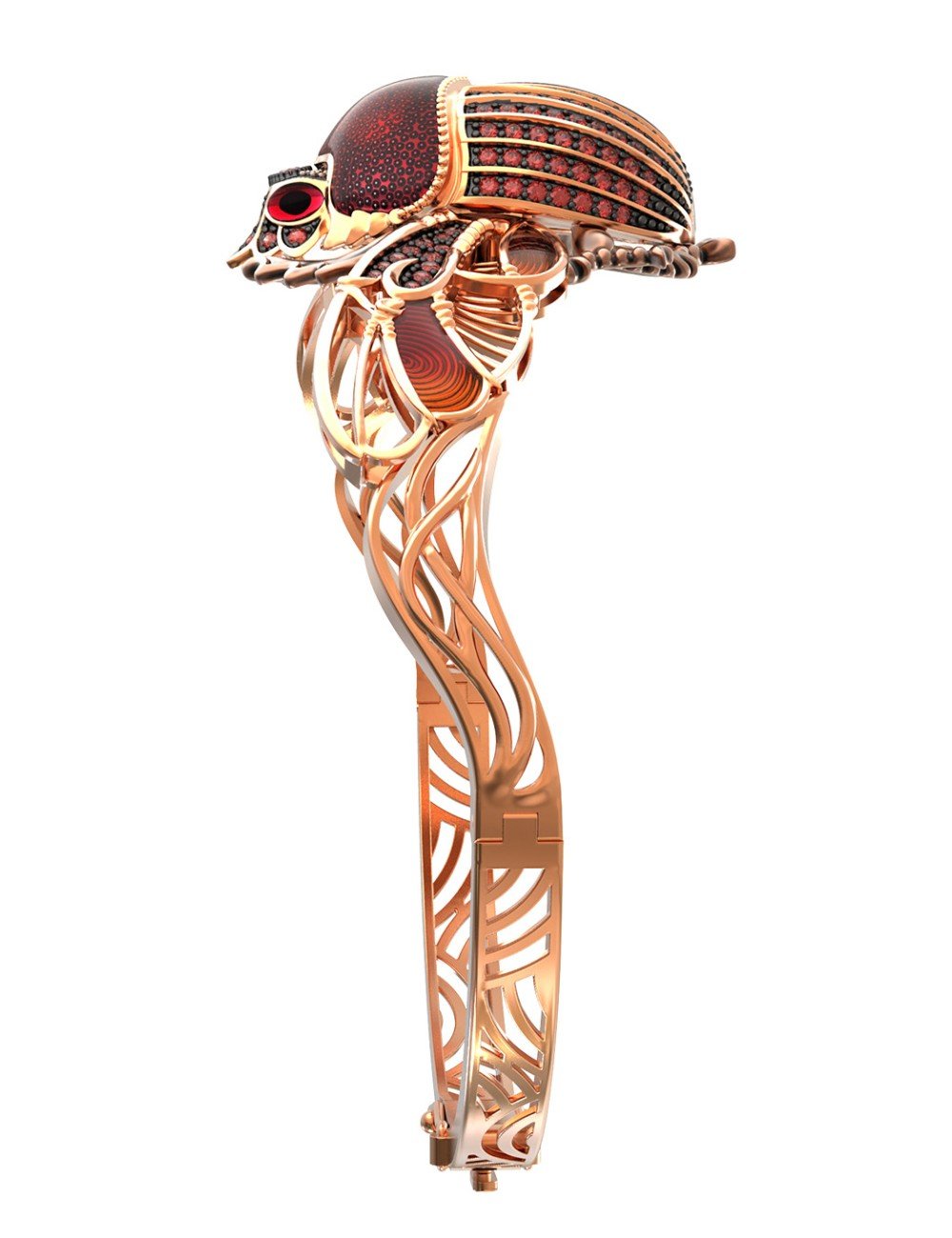 Браслет из золота c эмалью, фианитом, гранатом и эмалью