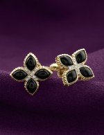 Серьги из лимонного золота c бриллиантами и ониксом