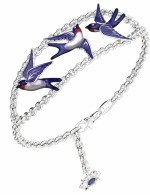 Браслет из белого золота c эмалью и сапфиром