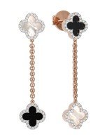 Серьги из золота c бриллиантами, ониксом и перламутром