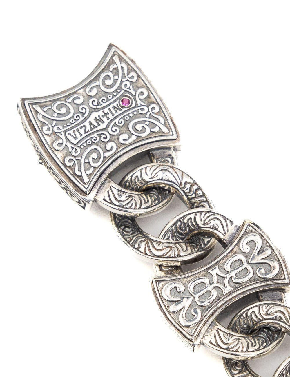 Браслет из серебра и золота c рубином