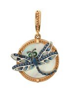 Подвеска из золота c сапфиром, эмалью и перламутром