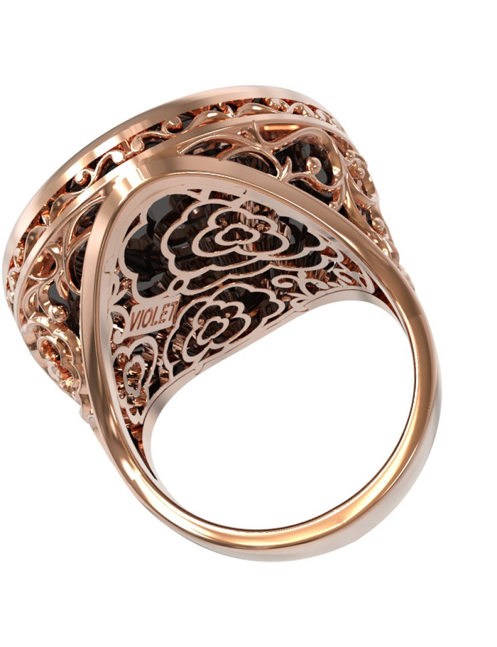 Кольцо из золота c ониксом и перламутром