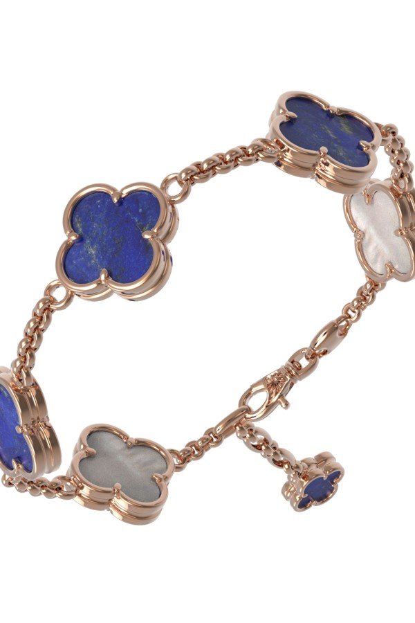 Браслет из золота c лазуритом и перламутром