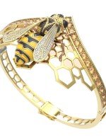 Браслет из лимонного золота c эмалью, фианитом, цитрином и эмалью