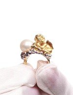Кольцо из лимонного золота c жемчугом