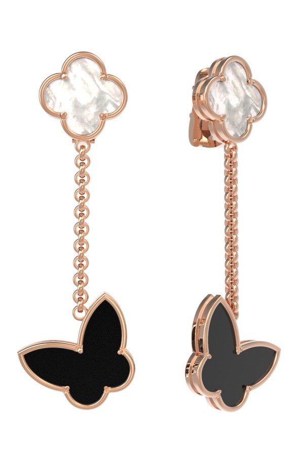 Серьги из золота c ониксом и перламутром