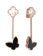 Серьги из золота c ониксом и перламутром