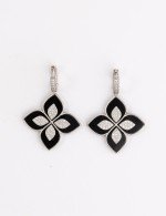 Серьги из белого золота c бриллиантами и ониксом