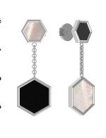 Серьги из белого золота c ониксом и перламутром