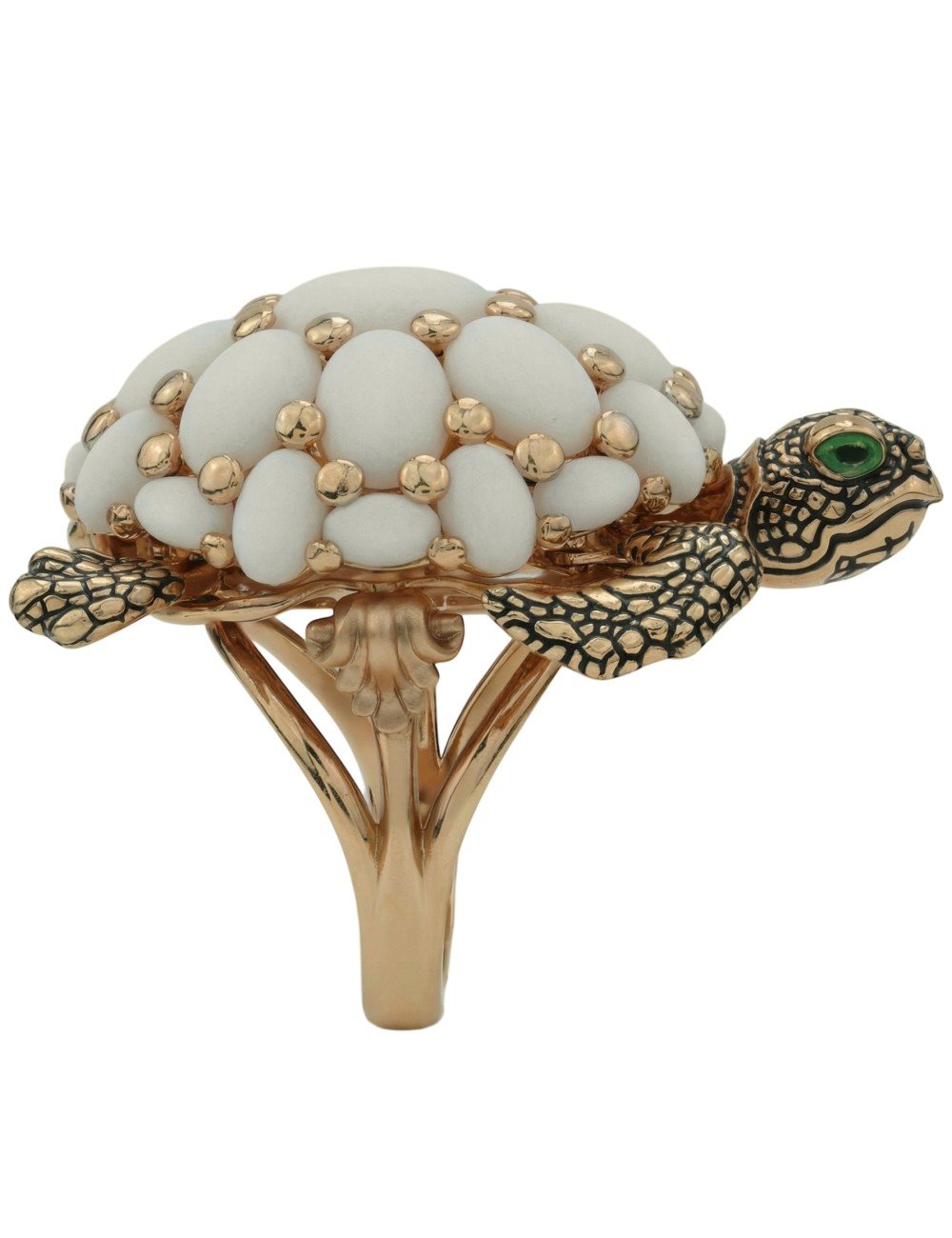 Кольцо из золота c эмалью и бивнем мамонта