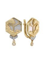 Серьги из лимонного золота c бриллиантами и перламутром