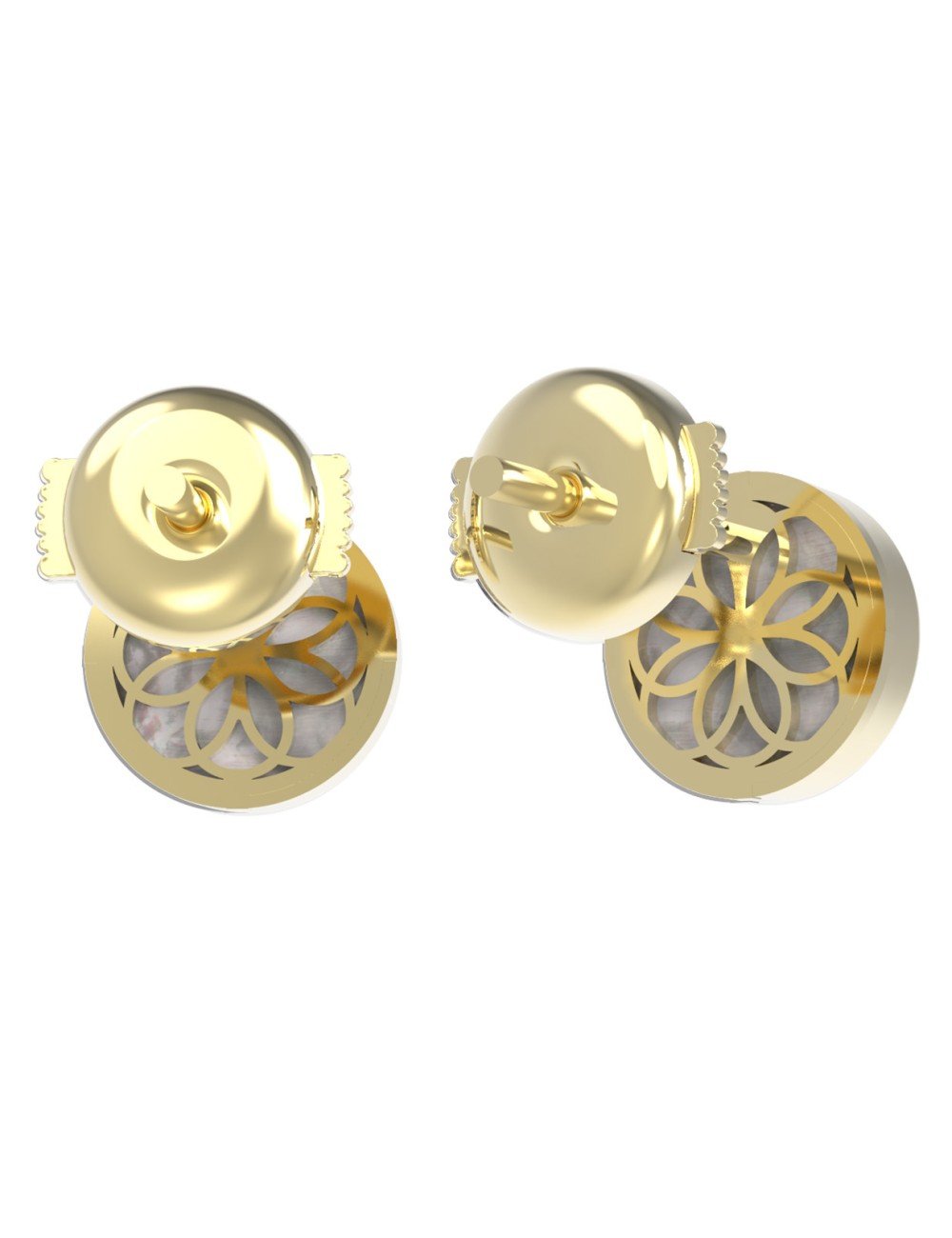 Серьги из лимонного золота c бриллиантами и перламутром