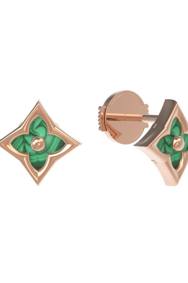 Серьги из золота c малахитом