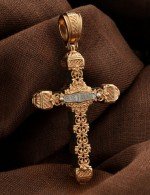 Крест из золота c эбеновым деревом