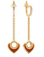 Серьги из золота c фианитом и тигровым глазом