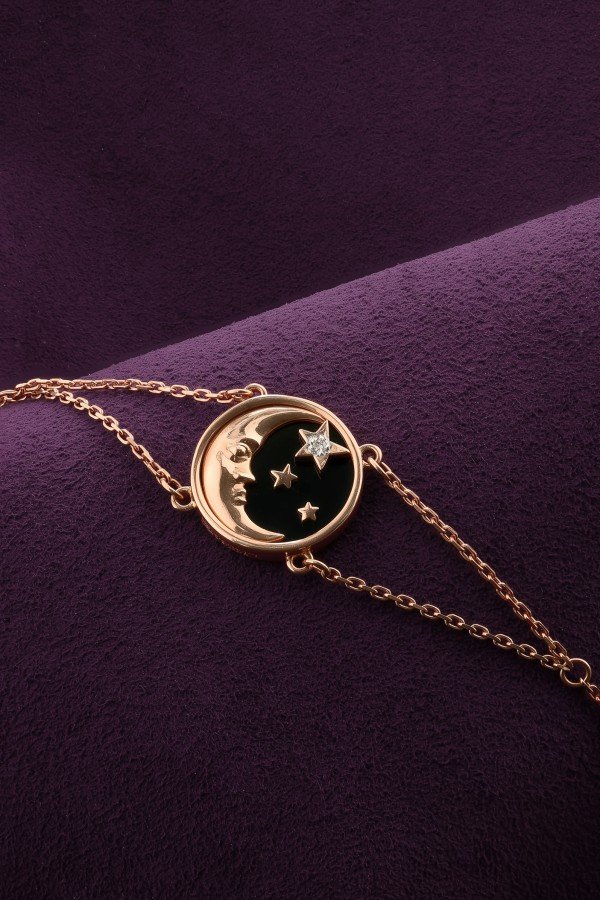 Браслет из золота c бриллиантами и ониксом