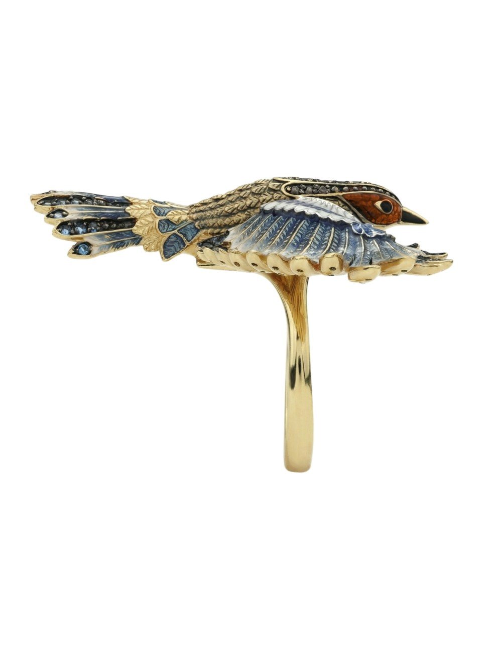 Кольцо из лимонного золота c эмалью и фианитом