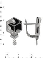 Серьги из белого золота c бриллиантами и ониксом