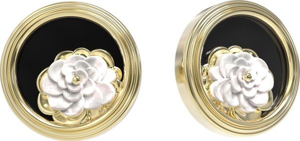 Серьги из лимонного золота c ониксом и перламутром