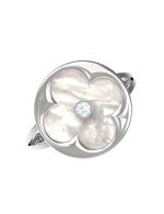 Кольцо из белого золота c бриллиантами и перламутром