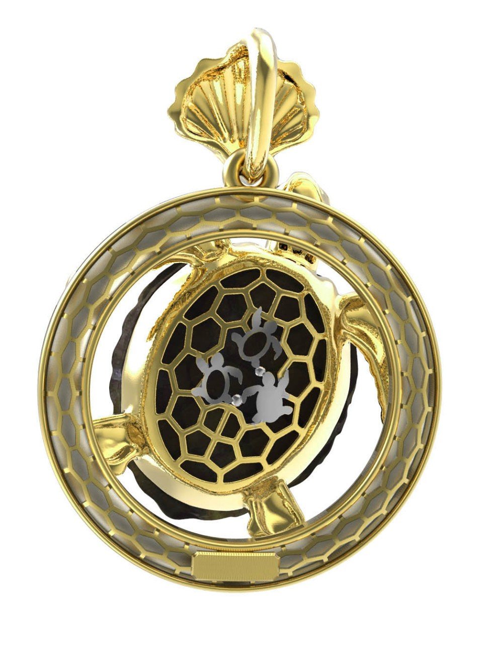 Подвеска из лимонного золота c эмалью и железным деревом