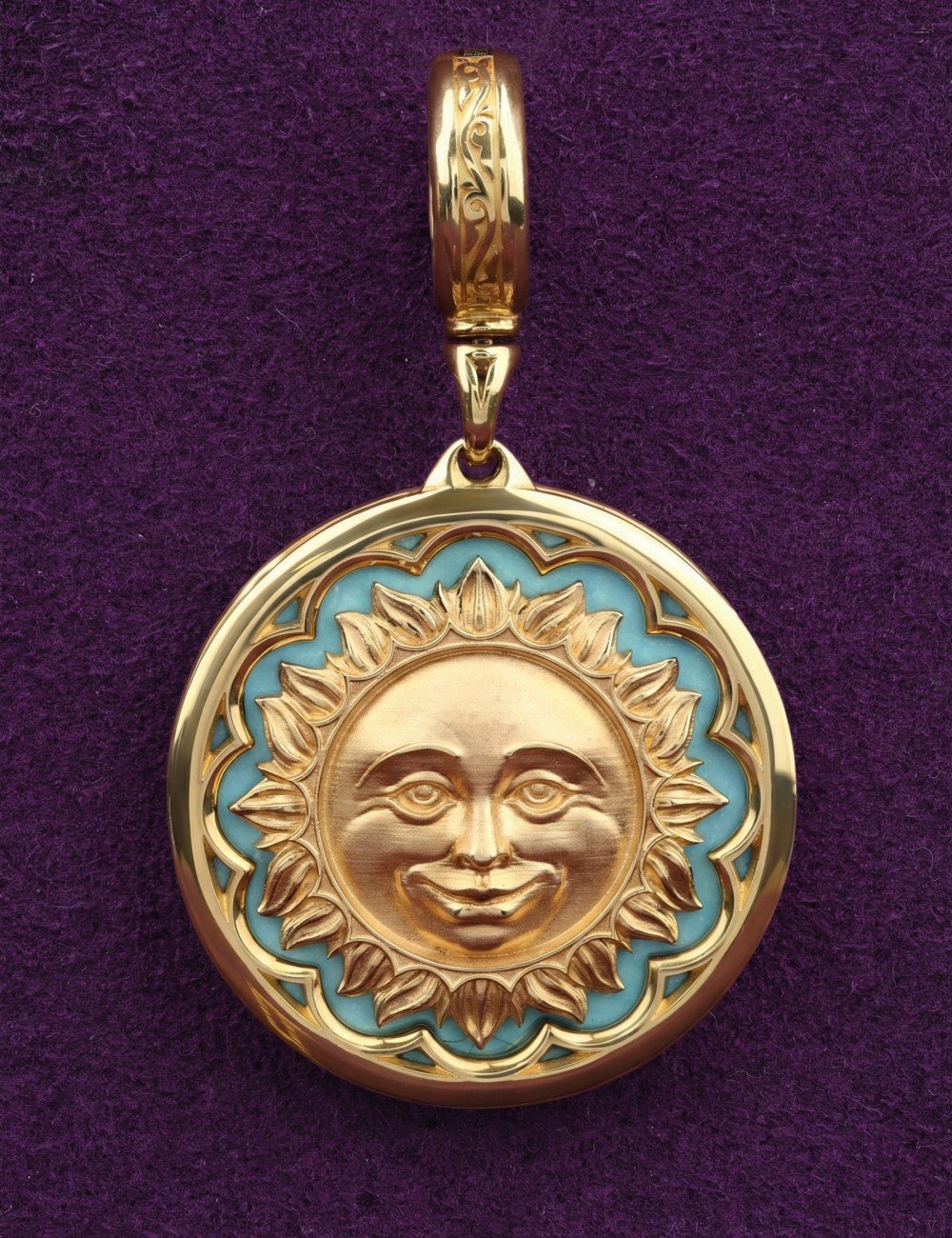 Подвеска из лимонного золота c бирюзой