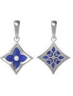 Подвеска из белого золота c бриллиантами и лазуритом