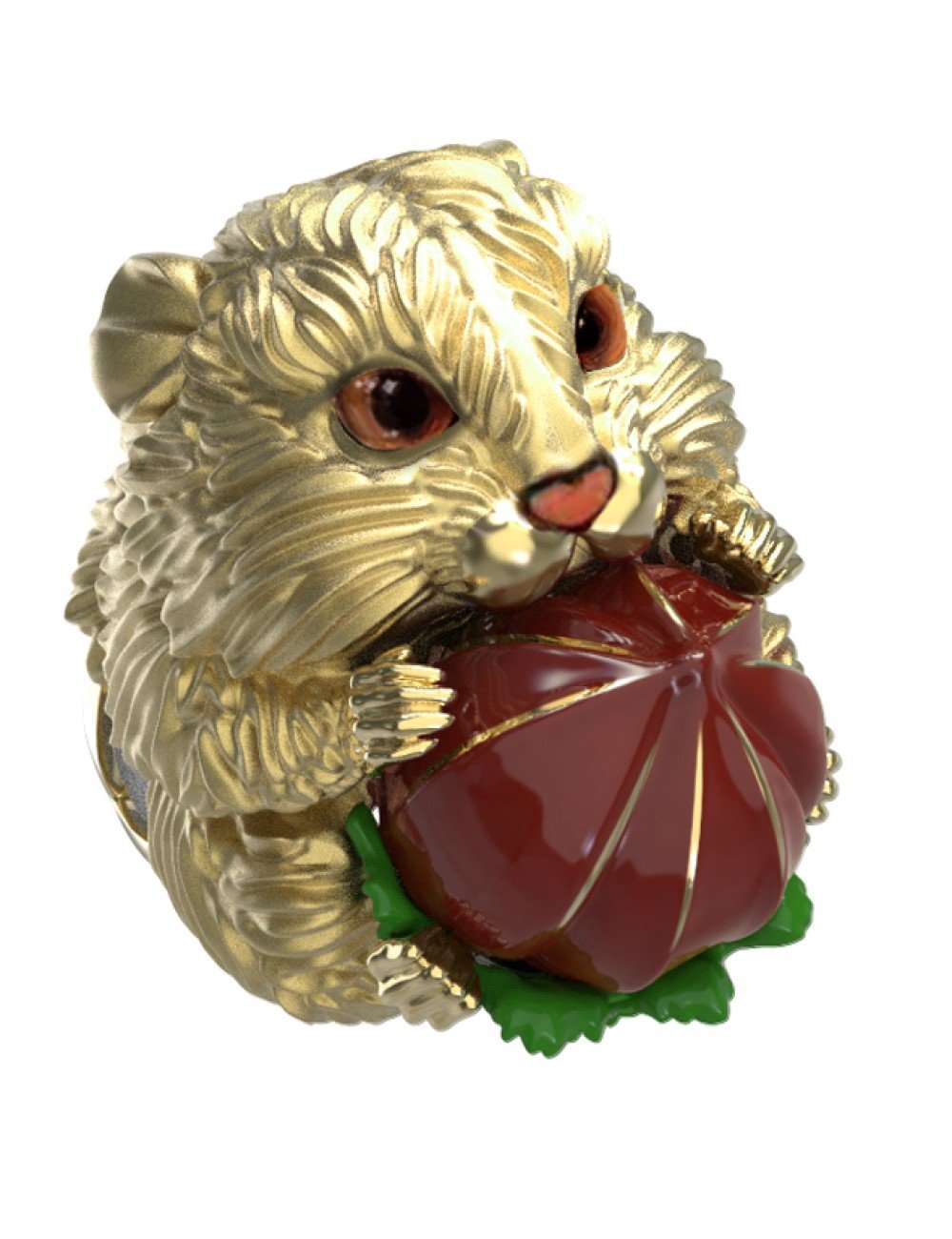 Кольцо из лимонного золота c эмалью