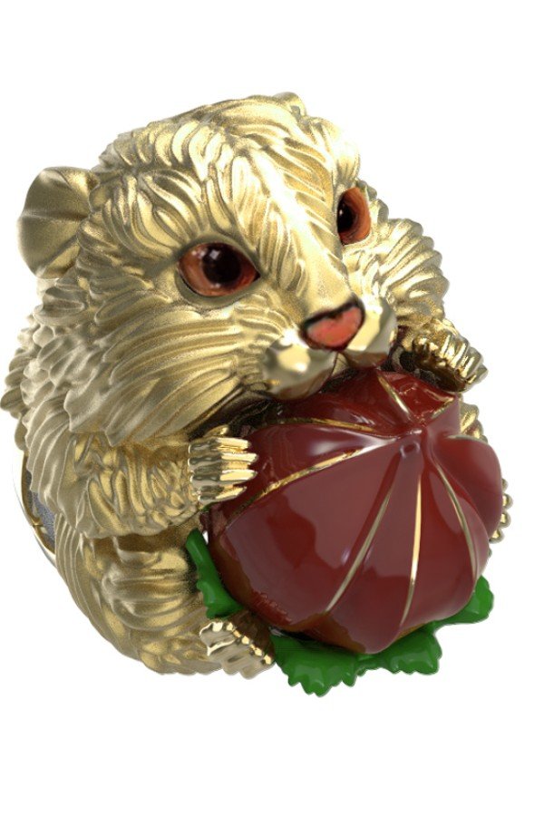 Кольцо из лимонного золота c эмалью