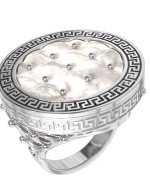 Кольцо из белого золота c эмалью и перламутром