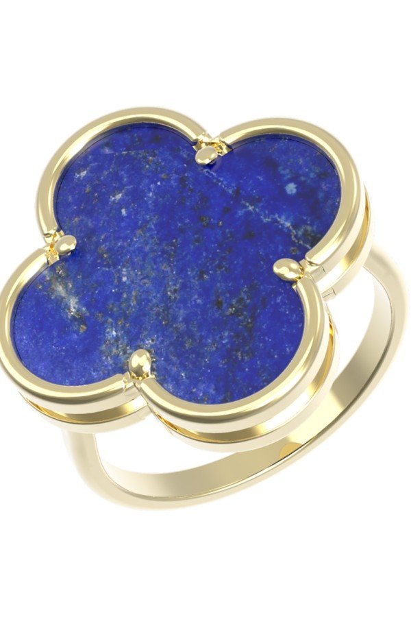 Кольцо из лимонного золота c лазуритом