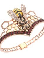 Браслет из золота c эмалью, фианитом, гранатом и эмалью