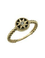 Кольцо из лимонного золота c бриллиантами и ониксом