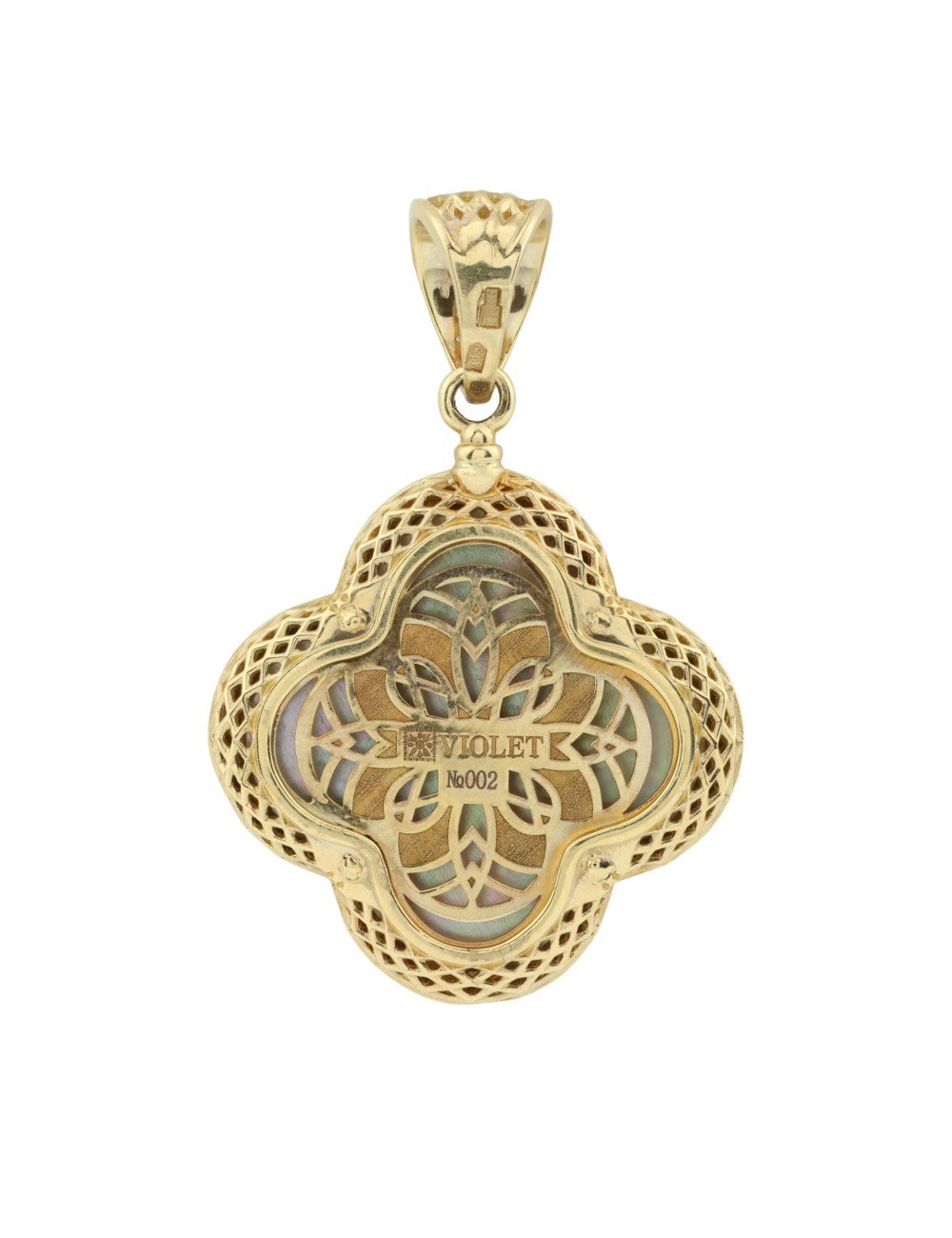 Подвеска из лимонного золота c эмалью и перламутром