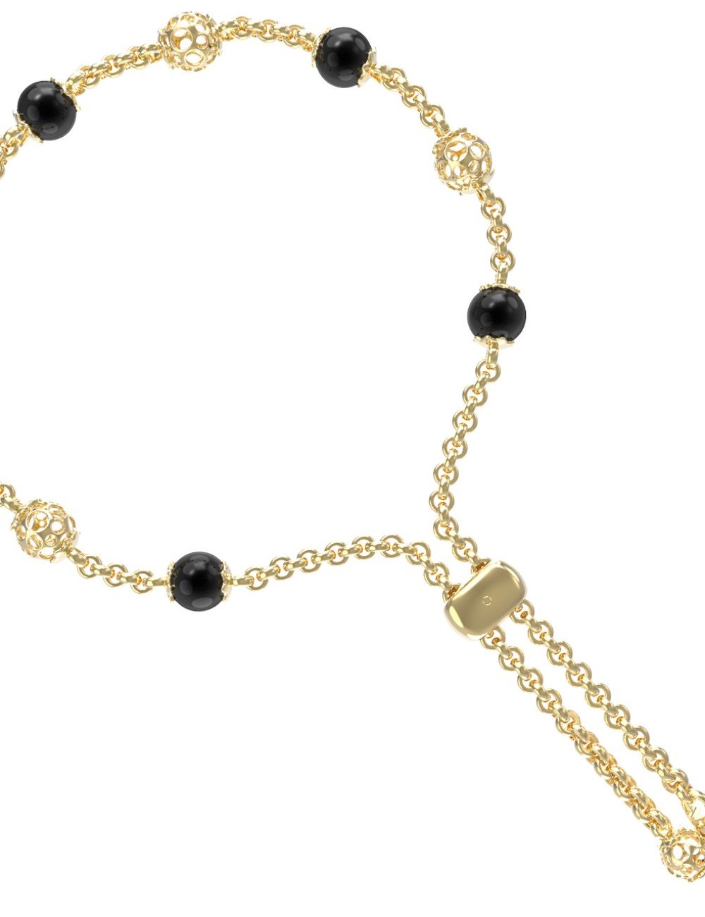 Браслет из лимонного золота c ониксом