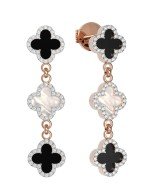 Серьги из золота c бриллиантами, ониксом и перламутром