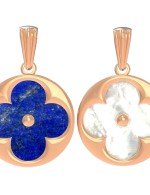 Подвеска из золота c лазуритом и перламутром