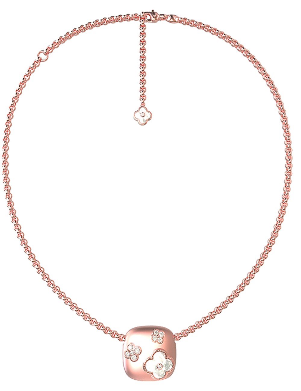 Колье из розового золота c бриллиантами и перламутром