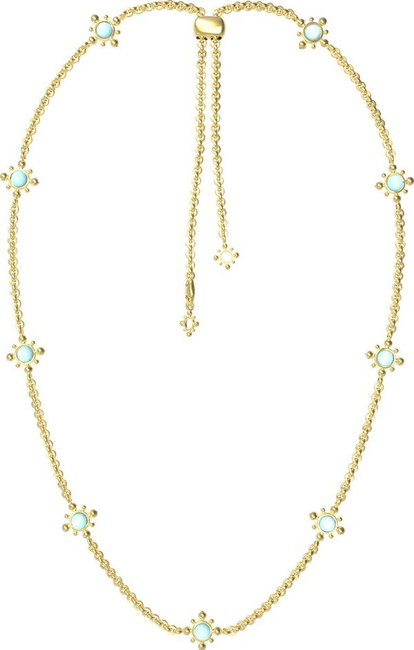 Колье из лимонного золота c бирюзой