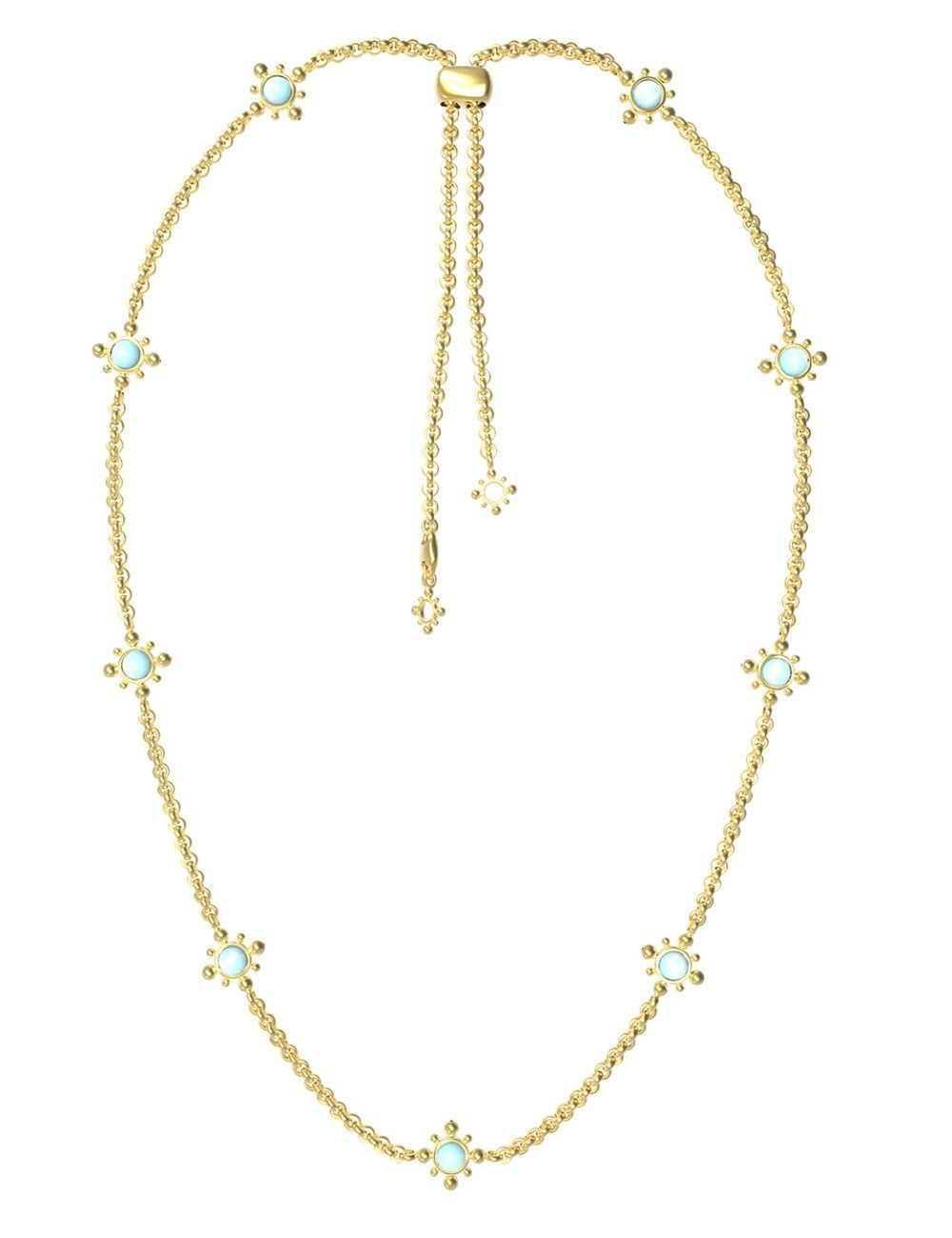 Колье из лимонного золота c бирюзой